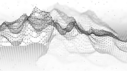 Poster - Abstract wireframe landscape. Abstract mesh landscapes. Polygonal mountains. 3D illustration.