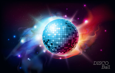 Wall Mural - disco ball. disco ball on open space background