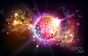 Wall Mural - Disco ball. Disco ball on open space background