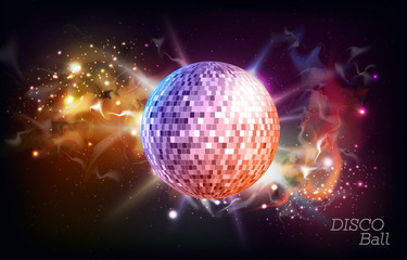 Wall Mural - disco ball. disco ball on open space background