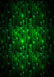 Green matrix symbols, digital binary code on dark, vertical technology background a4 size