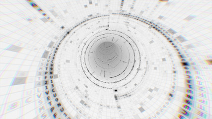 Poster - Data tunnel journey 3d illustration Shot inside fibre optic cable. Transmission of digital information as a binary signal