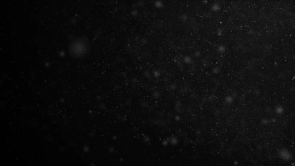 Beautiful Dust Particles Moving on Black Background in Slow Motion. Looped 3d Animation of Floating Particles in Dynamic Wind In The Air With Bokeh. 4k Ultra HD 3840x2160