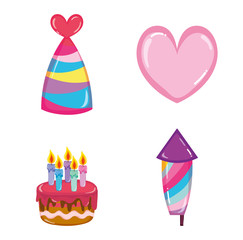 Wall Mural - Set of birthday icons