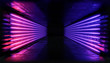 canvas print picture - 3d render. Geometric figure in neon light against a dark tunnel. Laser glow.