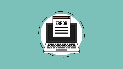Under construction website error 404 from laptop high definition animation colorful scenes