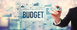 Budget with businessman on blurred abstract background