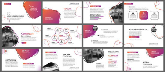 Presentation and slide layout background. Design orange and purple gradient geometric template. Use for business annual report, flyer, marketing, leaflet, advertising, brochure, modern style.