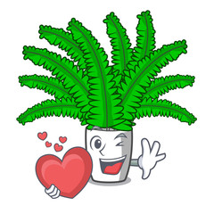 Sticker - With heart cartoon natural green fern in the forest