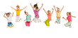 © master1305 - The kids dance school, ballet, hiphop, street, funky and modern dancers on white studio background. Girl is showing aerobic and dance element. Teen in hip hop style. Collage
