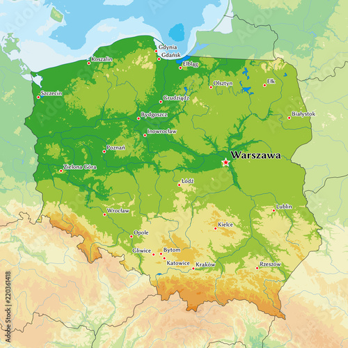  Fototapeta mapa Polski   mapa-fizyczna-polski