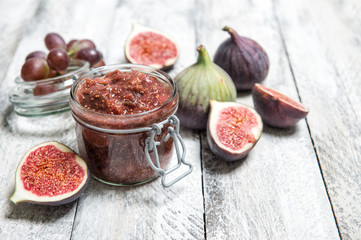 Figs jam in jar Fruit marmalade