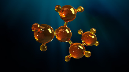 Wall Mural - 3d rendering illustration of glass molecule model. molecule of oil. concept of structure model motor