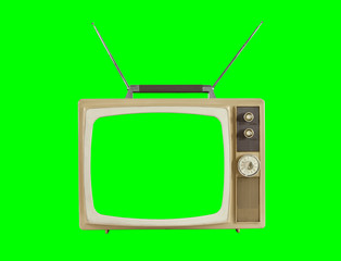 Wall Mural - 1960s Television with Antennas and Chroma Green Background and Screen