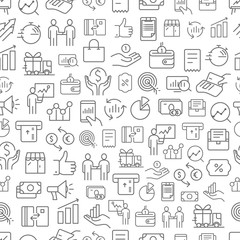 Aufkleber - Different business app icons vector seamless pattern