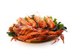 Mixed seafood grill isolated on white clipping path.