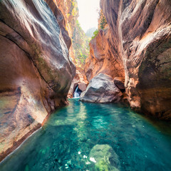 Wall Mural - Colorful spring scene inside Goynuk canyon, located in District of Kemer, Antalya Province. Beautiful morning scene in Turkey, Asia