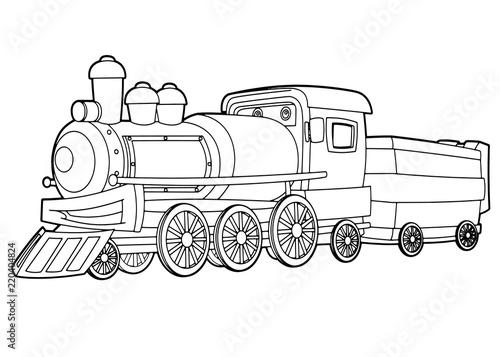 Download Cartoon funny looking steam train - vector coloring page - isolated - illustration for children ...