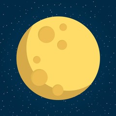 moon in flat dasign style. night space astronomy and nature moon icon. gibbous vector on dark backgr