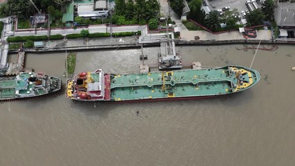 Wall Mural - Sea freight, Crude oil tanker lpg ngv at Bangkok Port Thailand / Oil tanker ship to Port of Singapore - import export around in the world