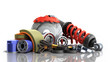 concept of vehicle maintenance automotive supplies 3d render on a white background