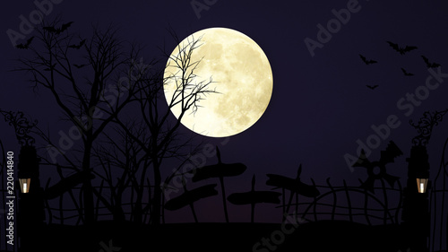 Halloween Decoration Set Artwork And Full Moon On Dark Night Background Full Moon And Tomb Background 3d Illustration Buy This Stock Illustration And Explore Similar Illustrations At Adobe Stock Adobe Stock