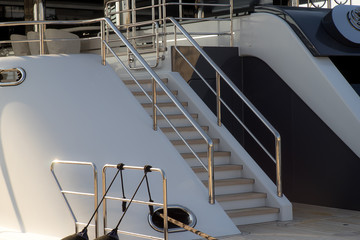 Luxury yacht, white color, detail, northern Mediterranean