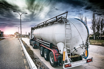 Tank truck carrying fuel