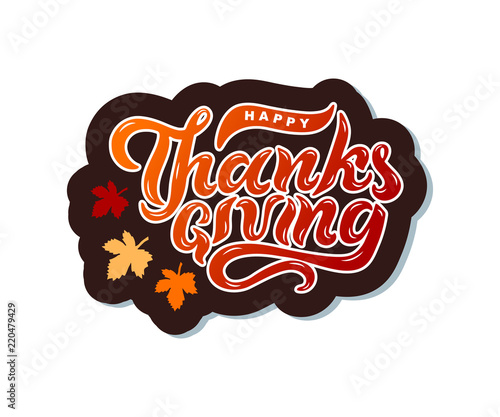 Hand drawn Happy Thanksgiving text. Lettering for ...