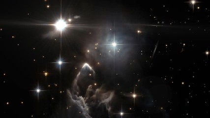 Wall Mural - Dark nebula slow transformation with moving star field and bight stars in outer space. Contain public domain image by NASA