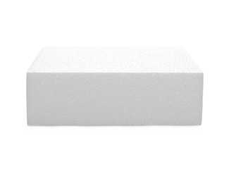 Styrofoam cube isolated on white background, with clipping path