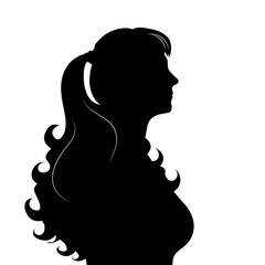 Wall Mural - Vector silhouette of woman on white background.