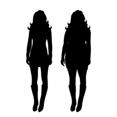 Canvas Print - Vector silhouette of slim and fat woman on white background.