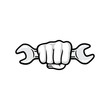Hand Holding Wrench Logo Vector
