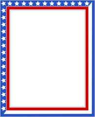 Wall Mural - Decorative American patriotic border frame with USA flag symbols with blank space for your text and images.