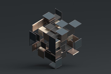 Wall Mural - abstract 3d rendering of geometric shapes. composition with squares. cube design. modern background 
