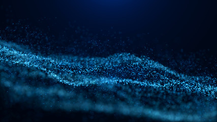 Fototapete - Wave of particles. Abstract particle. Data visualization. Abstract digital background. 4k rendering.