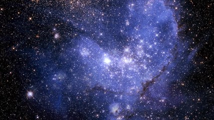 Wall Mural - Blue purple nebula in outer space slow rotating big bright explosion in the center. Contain public domain image by NASA