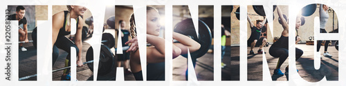 Fotomural Collage of a woman doing weight training at the gym