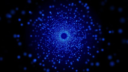 Fototapete - Particle Random Small Sphere Dot Center splatter Tunnel Flowing Motion For Screensaver, Infographic Background