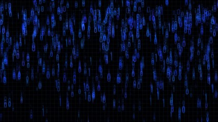 Leinwandbilder - Blue Digital Number Security  Flickering Fall Down Gravity Moving Particle Graphic Animation Background