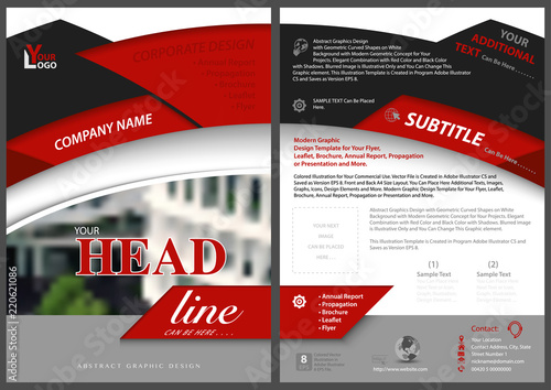 Red and Black Abstract Flyer Template in Modern Concept - Elegant Geometric S...