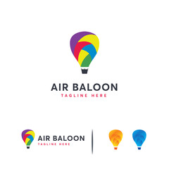 Colorful Air Balloon logo designs concept vector, Inspire Balloon logo designs