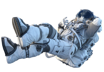 astronaut on white. mixed media