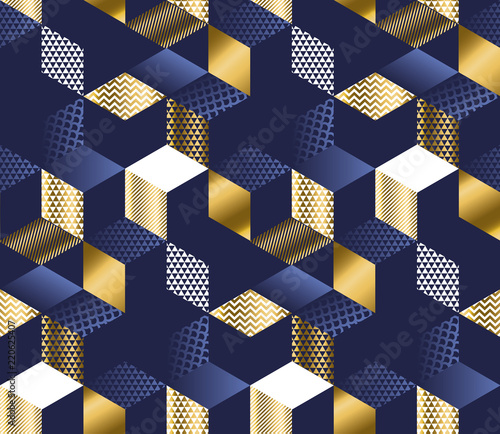 Geometric blue and gold cub...