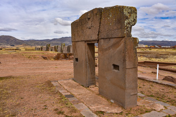 Wall Mural - The Puerta de Sol (Gateway of the Sun) of the Kalasasaya, at the Tiwanaku archeological site, near La Paz, Bolivia.