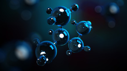 Wall Mural - 3D illustration molecules. Atoms bacgkround. Medical background. Molecular structure at the atomic level.