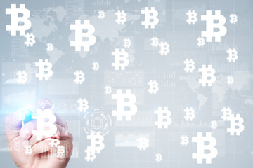 bitcoin cryptocurrency. financial technology. internet money. business concept.