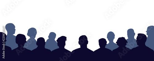 Crowd of people auditorium, silhouette vector Tableau sur Toile