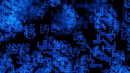 Leinwandbilder - Square Blue Flickering Moving Particle Graphic Animation Background	